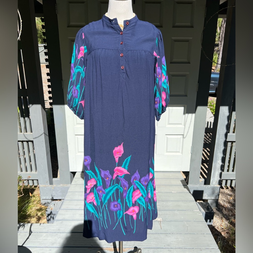 Damon Vintage Blue Floral Dress